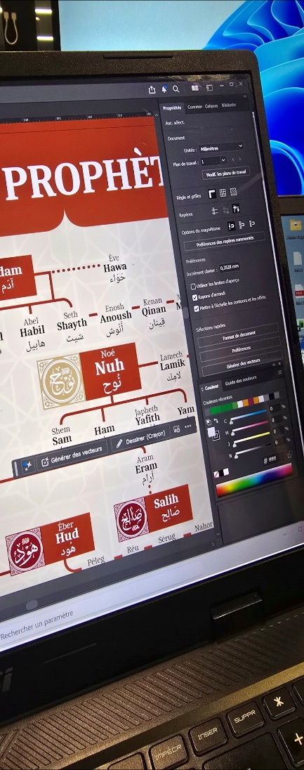 La Maison du Poster - Poster Islam généalogie des prophètes : Cadeau musulman original et symbolique pour célébrer une naissance ou un mariage, mettant en avant les valeurs et l'histoire de l'Islam.