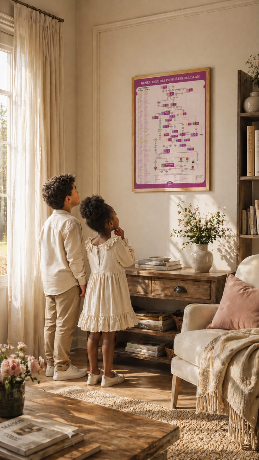 La Maison du Poster - Poster Islam généalogie des prophètes : Cadeau musulman original et symbolique pour célébrer une naissance ou un mariage, mettant en avant les valeurs et l'histoire de l'Islam.